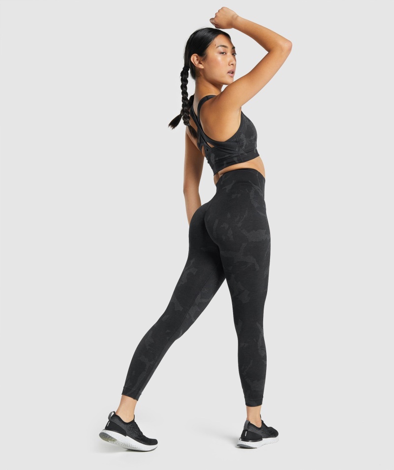 Gymshark Adapt Camo Bezšvové Legíny Savanna-čierna