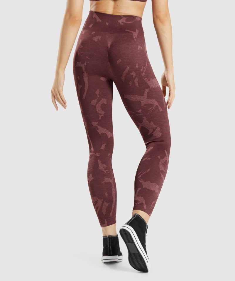 Gymshark Adapt Camo Bezšvové Legíny Savanovo-čerešňovo Hnedé