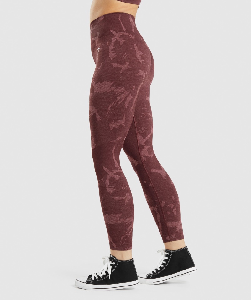 Gymshark Adapt Camo Bezšvové Legíny Savanovo-čerešňovo Hnedé
