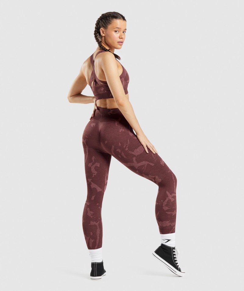 Gymshark Adapt Camo Bezšvové Legíny Savanovo-čerešňovo Hnedé