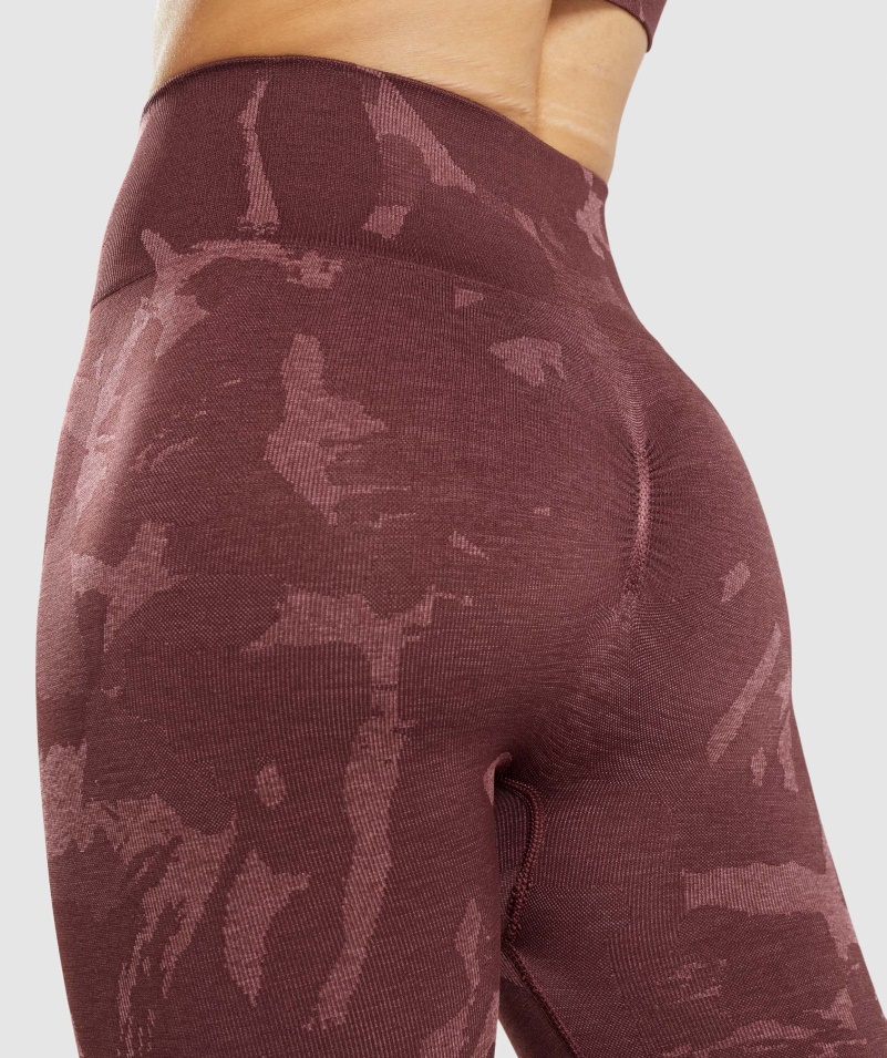 Gymshark Adapt Camo Bezšvové Legíny Savanovo-čerešňovo Hnedé