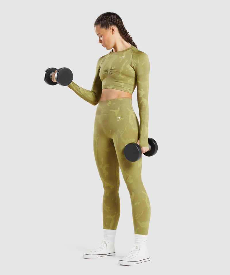 Gymshark Adapt Camo Bezšvové Legíny Savana-griffin Zelené