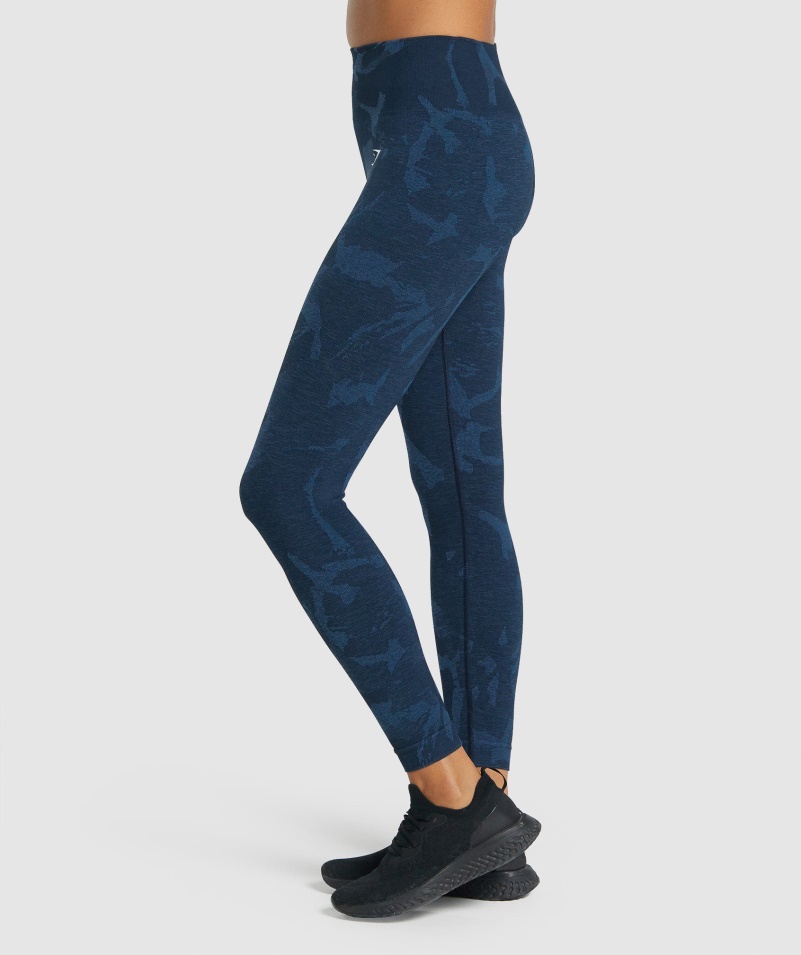 Gymshark Adapt Camo Bezšvové Legíny Savanna-navy