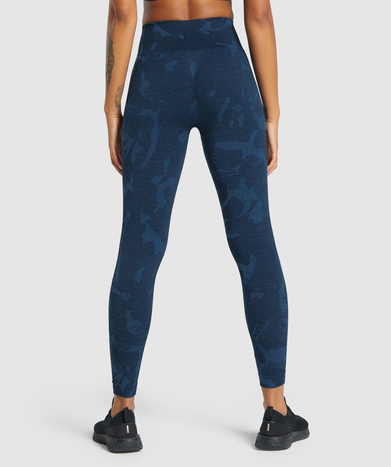 Gymshark Adapt Camo Bezšvové Legíny Savanna-navy