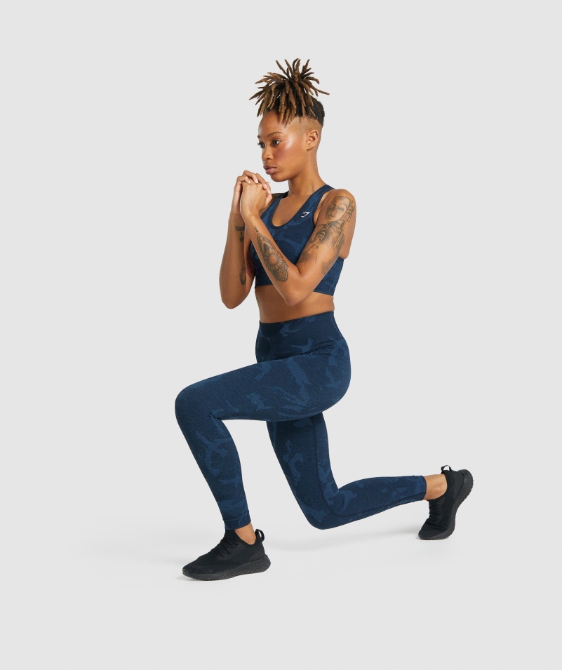 Gymshark Adapt Camo Bezšvové Legíny Savanna-navy