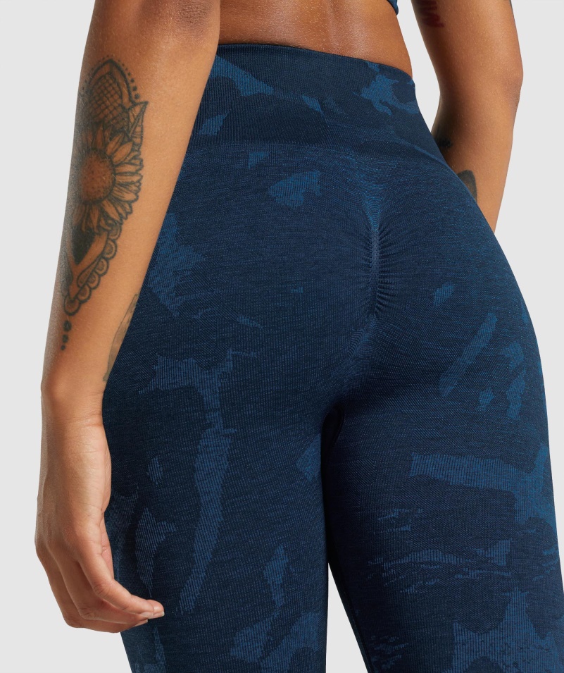 Gymshark Adapt Camo Bezšvové Legíny Savanna-navy