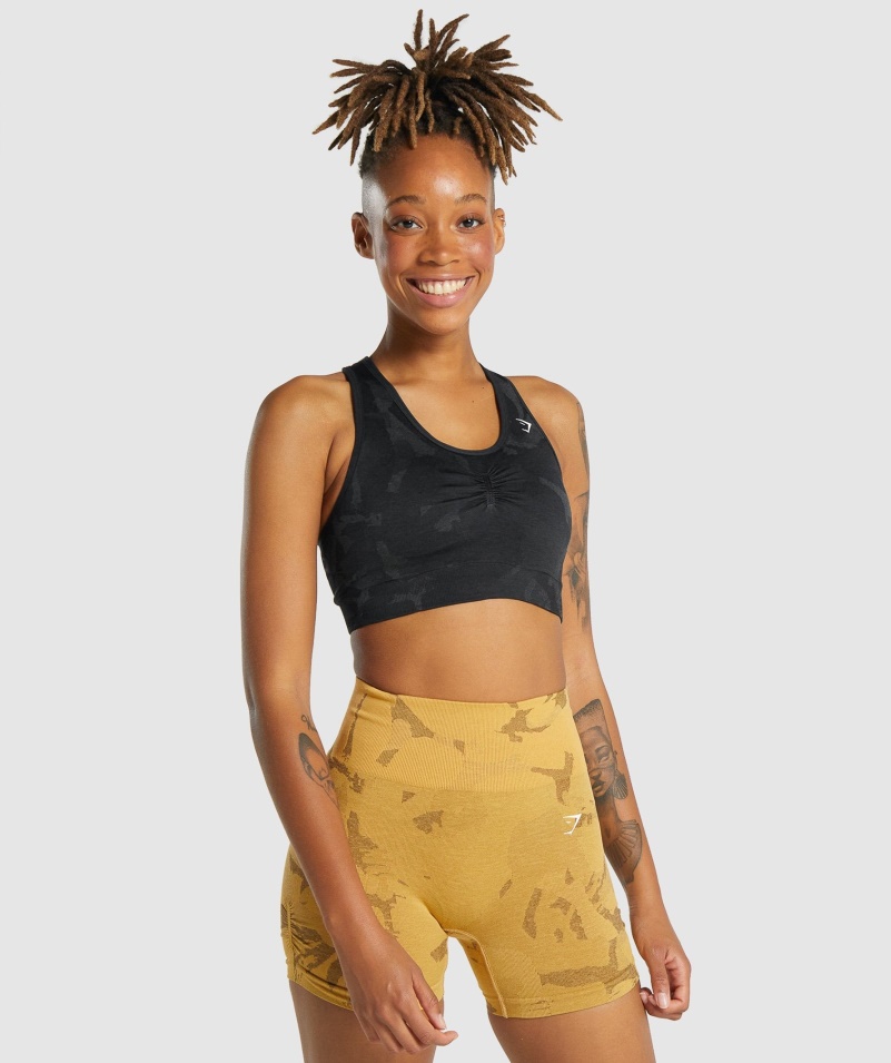 Gymshark Adapt Camo Bezšvové Racer Back športová Podprsenka Savanna-black