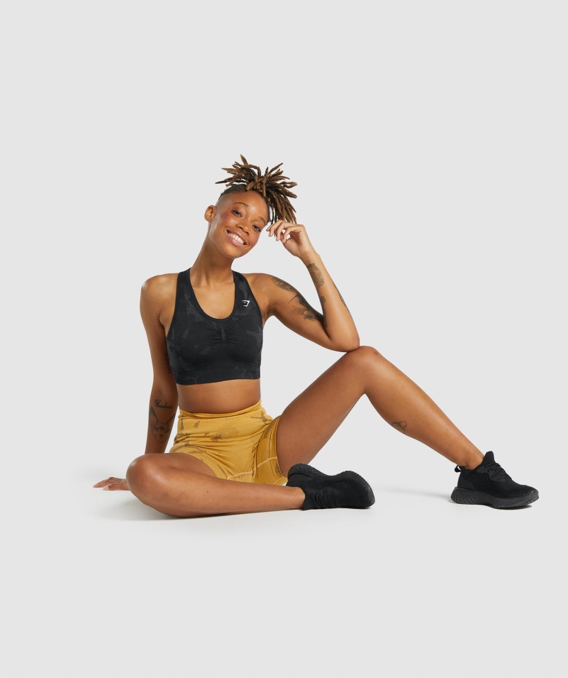 Gymshark Adapt Camo Bezšvové Racer Back športová Podprsenka Savanna-black