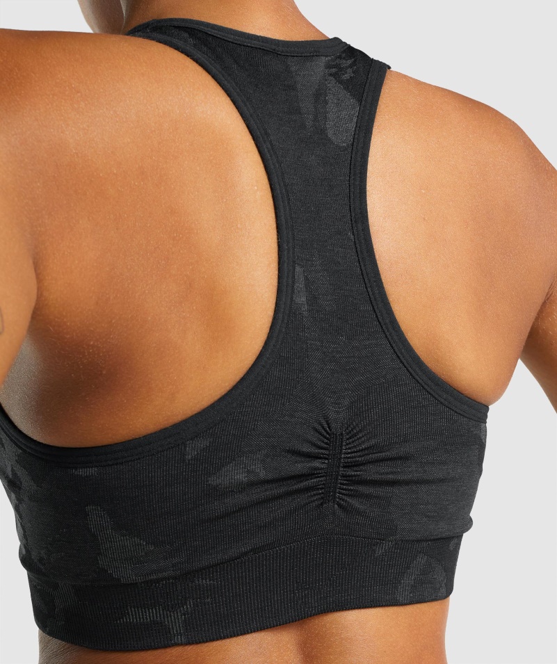 Gymshark Adapt Camo Bezšvové Racer Back športová Podprsenka Savanna-black