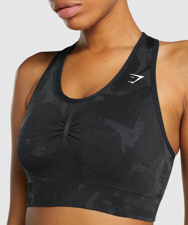 Gymshark Adapt Camo Bezšvové Racer Back športová Podprsenka Savanna-black