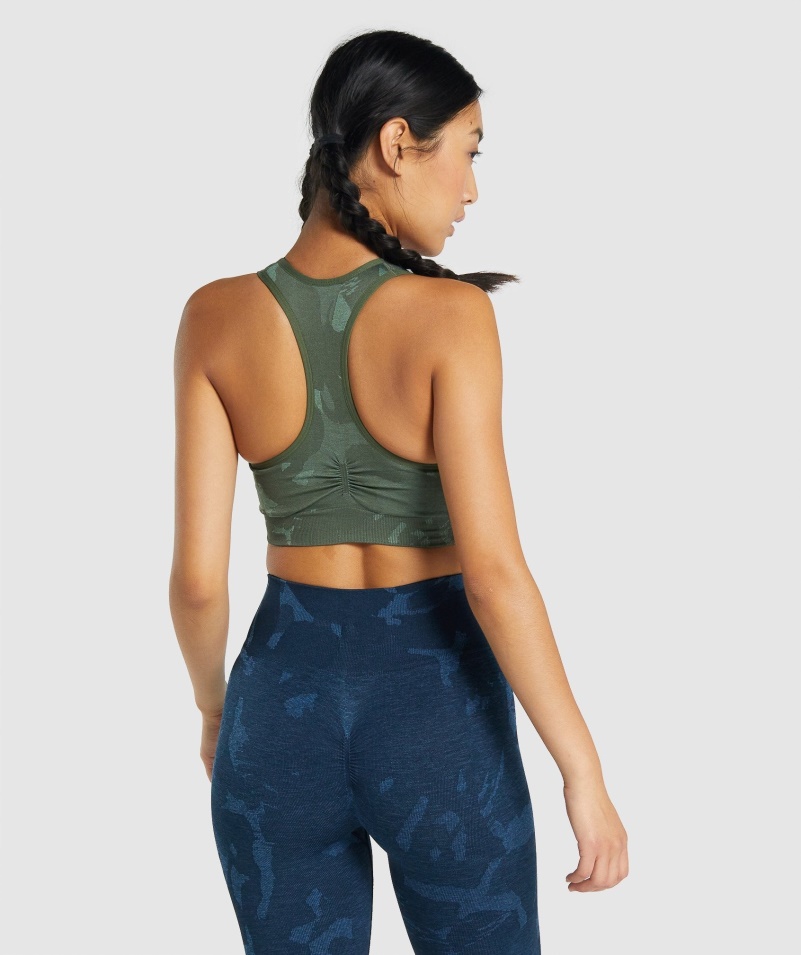 Gymshark Adapt Camo Bezšvové Racer Back Sport Podprsenka Savanna-green