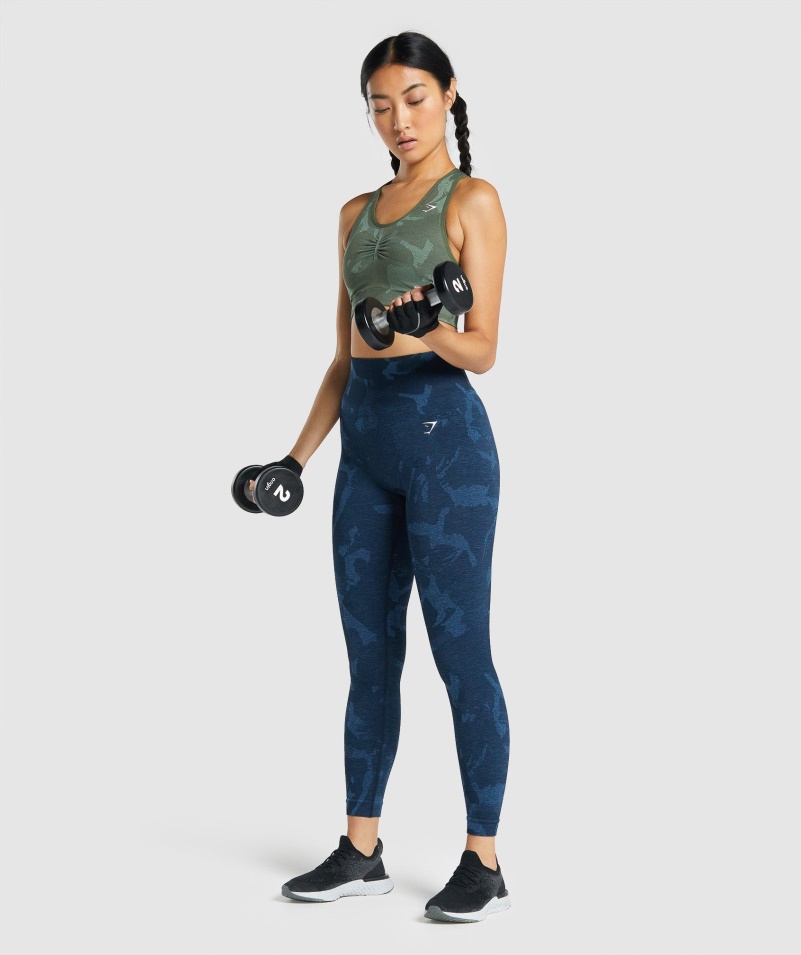 Gymshark Adapt Camo Bezšvové Racer Back Sport Podprsenka Savanna-green