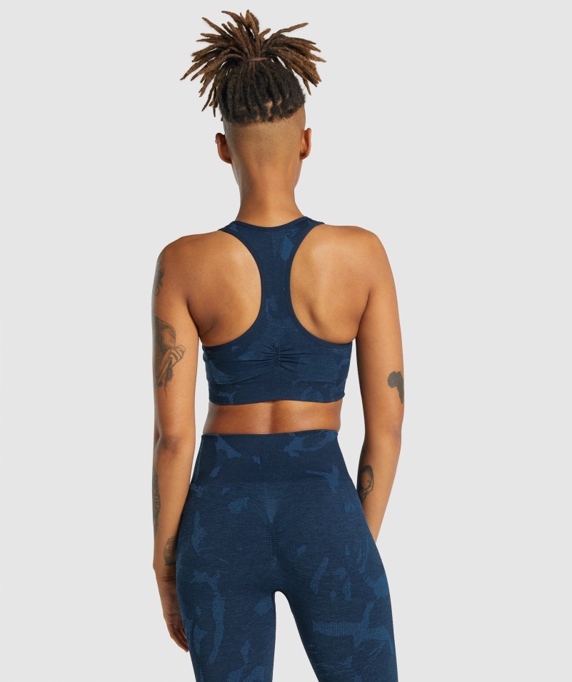 Gymshark Adapt Camo Bezšvové Racer Späť športová Podprsenka Savanna-navy
