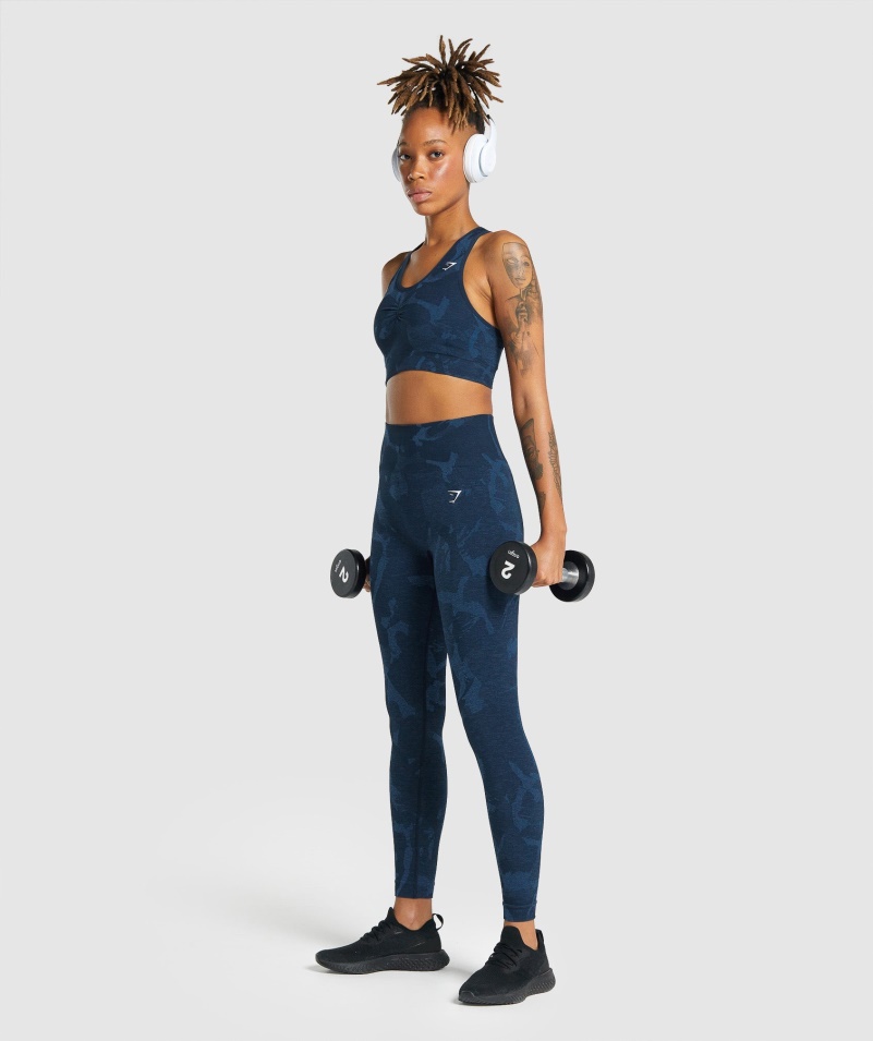 Gymshark Adapt Camo Bezšvové Racer Späť športová Podprsenka Savanna-navy