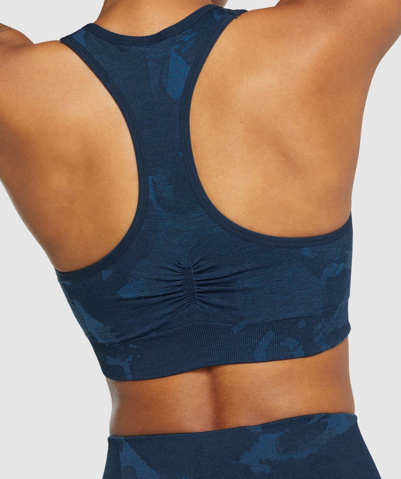Gymshark Adapt Camo Bezšvové Racer Späť športová Podprsenka Savanna-navy