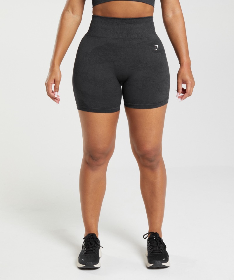 Gymshark Adapt Camo Bezšvové šortky Láva-čierna-onyx Sivá