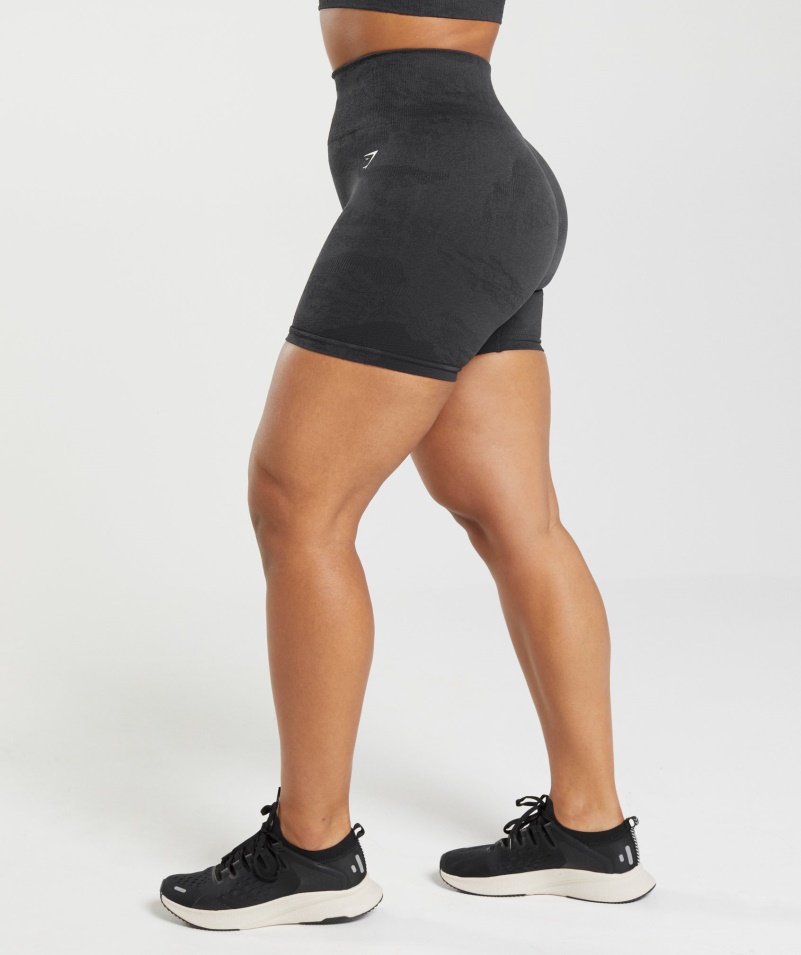Gymshark Adapt Camo Bezšvové šortky Láva-čierna-onyx Sivá