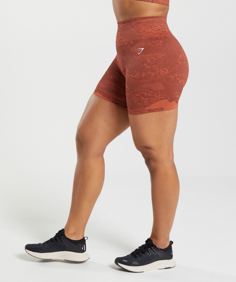 Gymshark Adapt Camo Bezšvové šortky Láva-búrka červeno-čerešňová Hnedá
