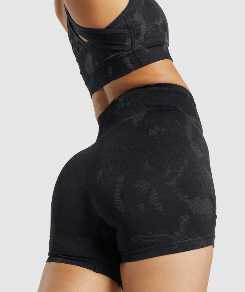 Gymshark Adapt Camo Bezšvové šortky Savanna-čierna
