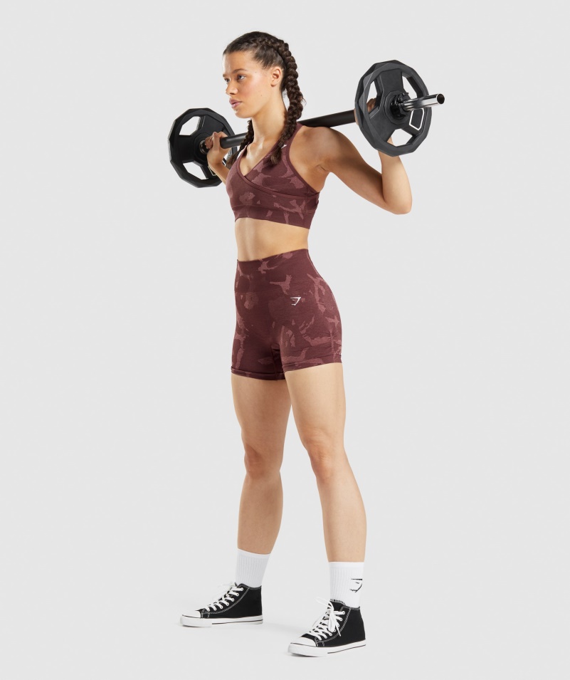 Gymshark Adapt Camo Bezšvové šortky Savana-čerešňová Hnedá