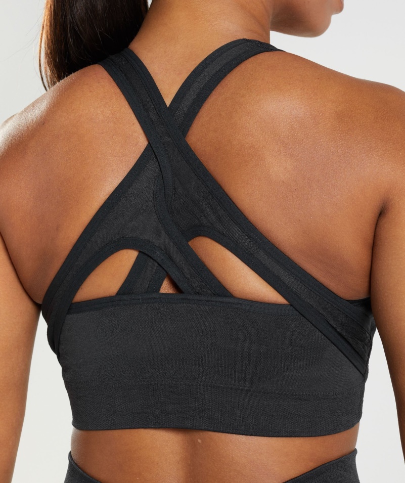 Gymshark Adapt Camo Bezšvová športová Podprsenka Láva-čierna-onyx Sivá