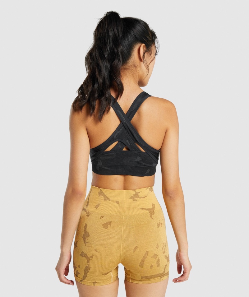 Gymshark Adapt Camo Bezšvová športová Podprsenka Savanna-čierna