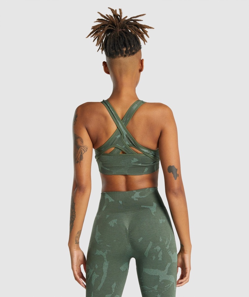 Gymshark Adapt Camo Bezšvová športová Podprsenka Savanna-zelená
