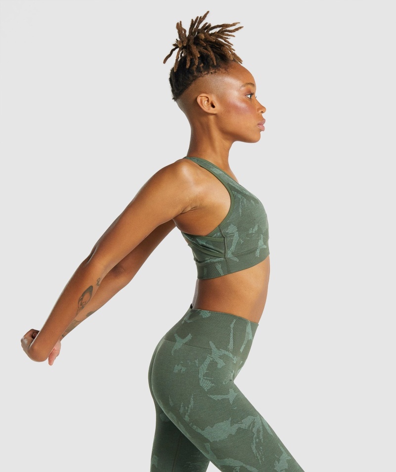 Gymshark Adapt Camo Bezšvová športová Podprsenka Savanna-zelená