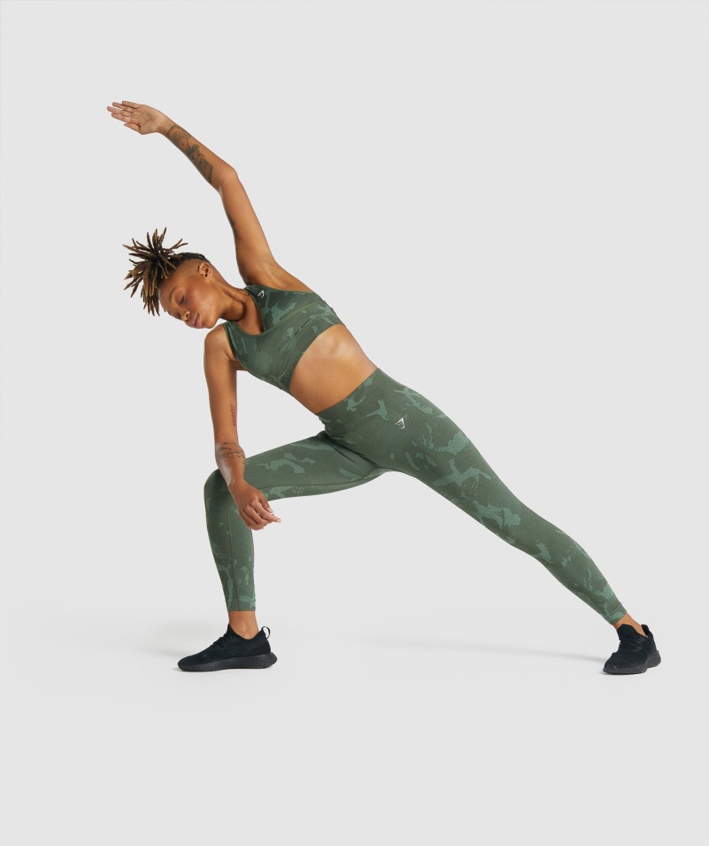 Gymshark Adapt Camo Bezšvová športová Podprsenka Savanna-zelená