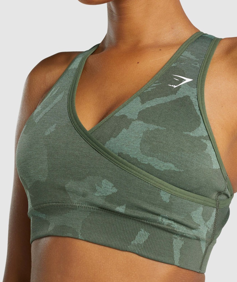 Gymshark Adapt Camo Bezšvová športová Podprsenka Savanna-zelená