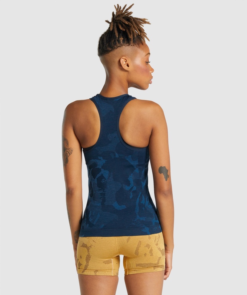 Gymshark Adapt Camo Bezšvové Tank Savanna-navy