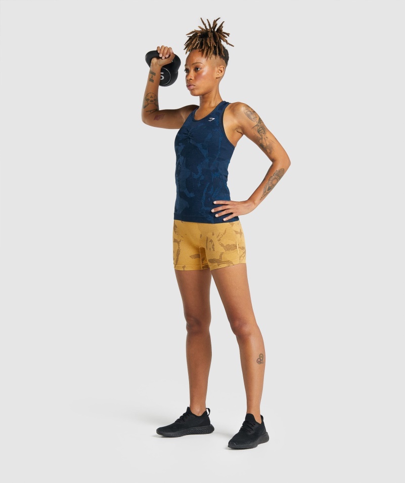 Gymshark Adapt Camo Bezšvové Tank Savanna-navy