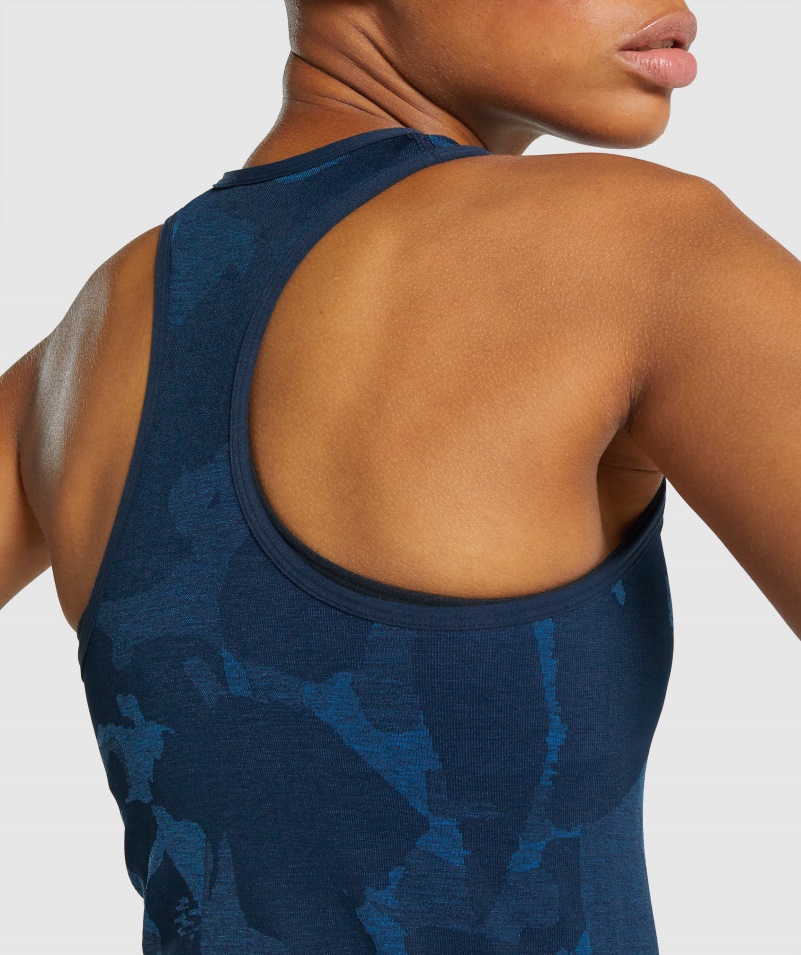 Gymshark Adapt Camo Bezšvové Tank Savanna-navy