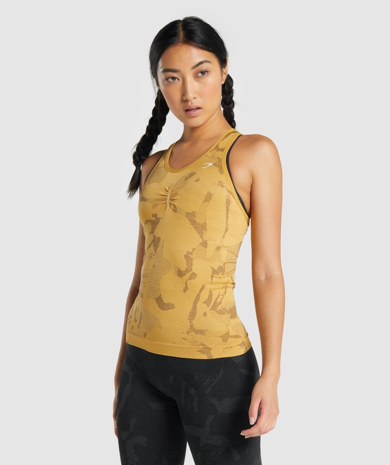 Gymshark Adapt Camo Bezšvový Tank Savana-žltý