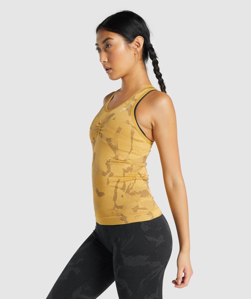 Gymshark Adapt Camo Bezšvový Tank Savana-žltý