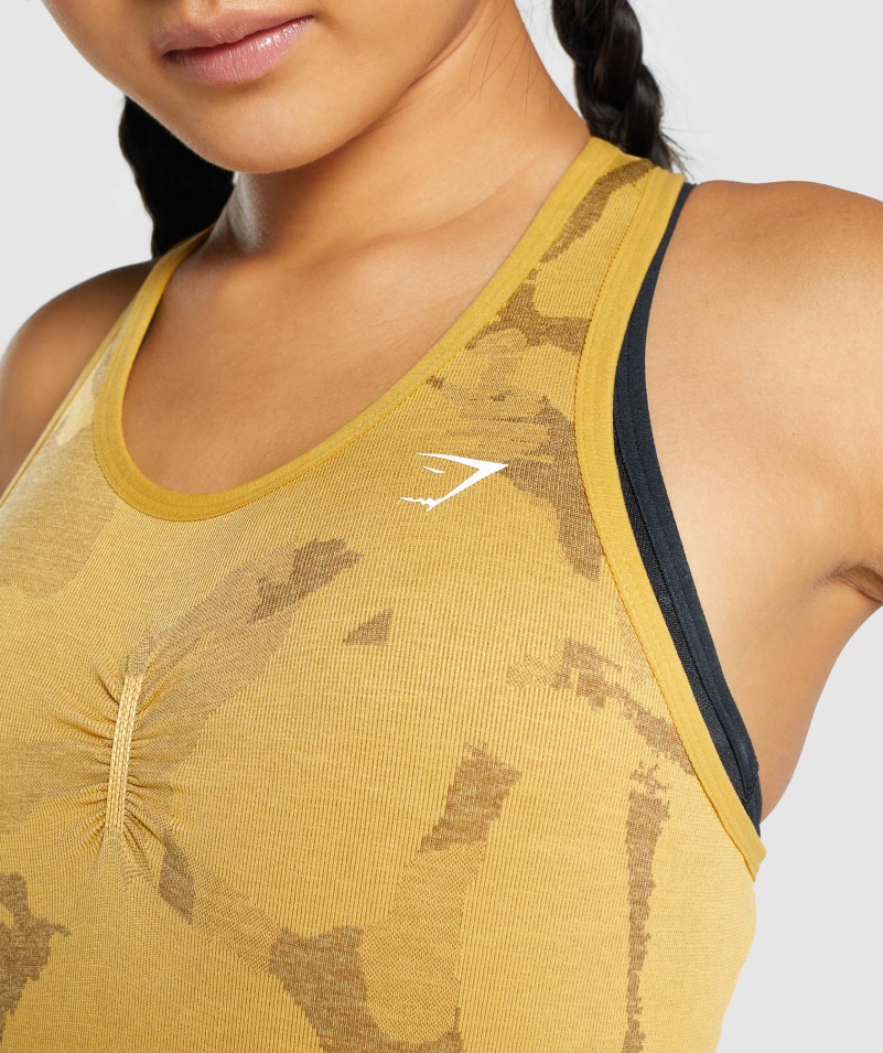 Gymshark Adapt Camo Bezšvový Tank Savana-žltý