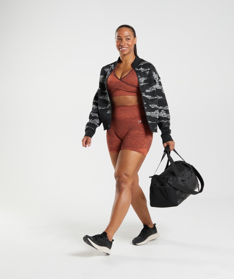 Gymshark Adapt Camo Bezšvová Tepláková Bunda Lávovo-čierna-svetlosivá