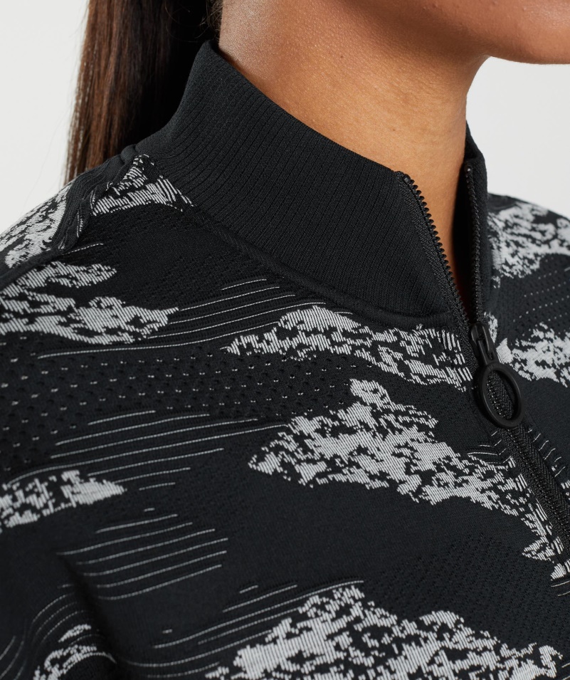 Gymshark Adapt Camo Bezšvová Tepláková Bunda Lávovo-čierna-svetlosivá