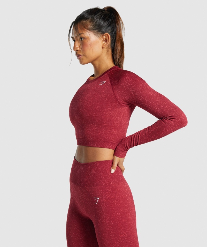 Gymshark Adapt Fleck Bezšvový Crop Top S Dlhým Rukávom Minerálno-bordový