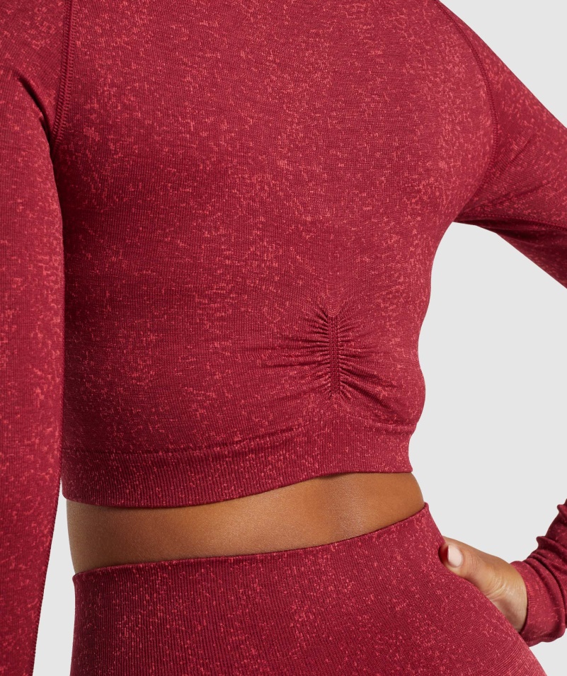 Gymshark Adapt Fleck Bezšvový Crop Top S Dlhým Rukávom Minerálno-bordový