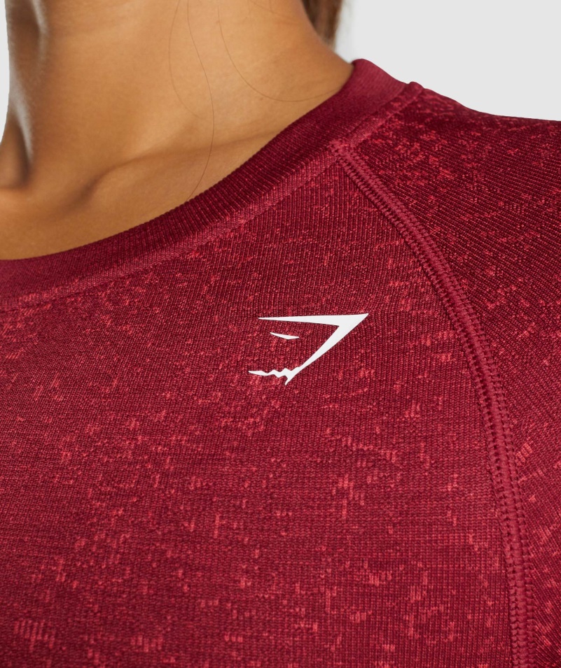 Gymshark Adapt Fleck Bezšvový Crop Top S Dlhým Rukávom Minerálno-bordový