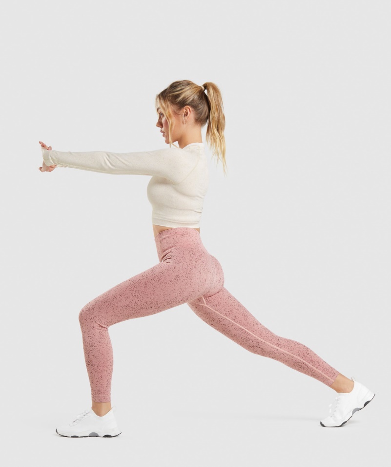 Gymshark Adapt Fleck Bezšvový Crop Top S Dlhým Rukávom Minerálno-kokosovo Biely
