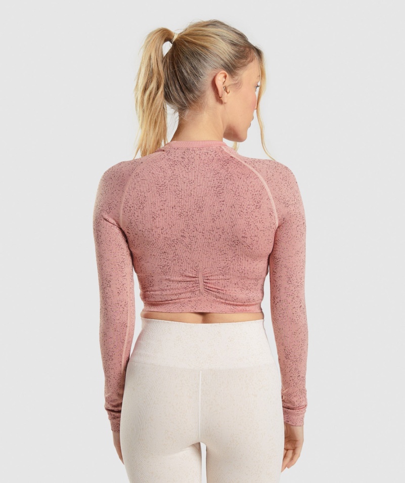 Gymshark Adapt Fleck Bezšvový Crop Top S Dlhým Rukávom Minerál- Paige Ružová