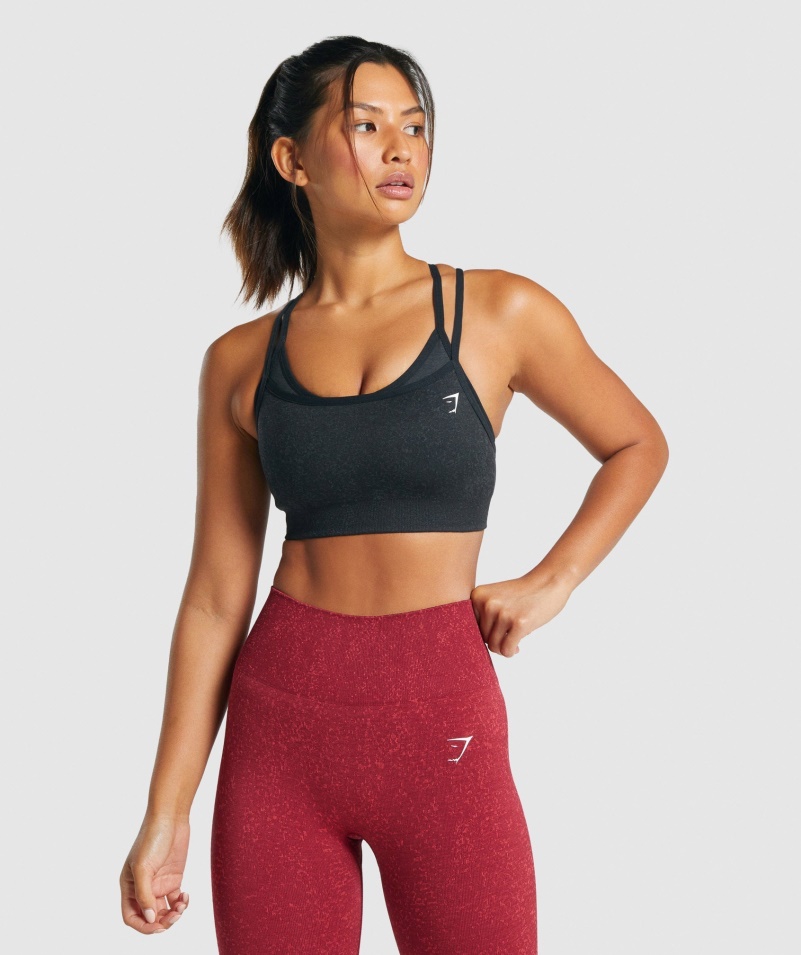 Gymshark Adapt Fleck Bezšvová športová Podprsenka Minerálno-čierna