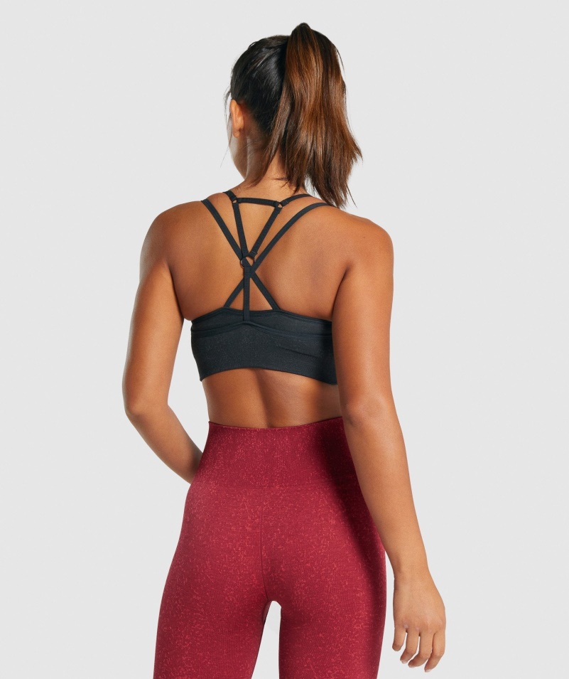 Gymshark Adapt Fleck Bezšvová športová Podprsenka Minerálno-čierna