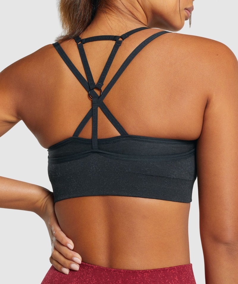 Gymshark Adapt Fleck Bezšvová športová Podprsenka Minerálno-čierna