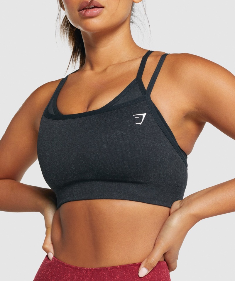 Gymshark Adapt Fleck Bezšvová športová Podprsenka Minerálno-čierna