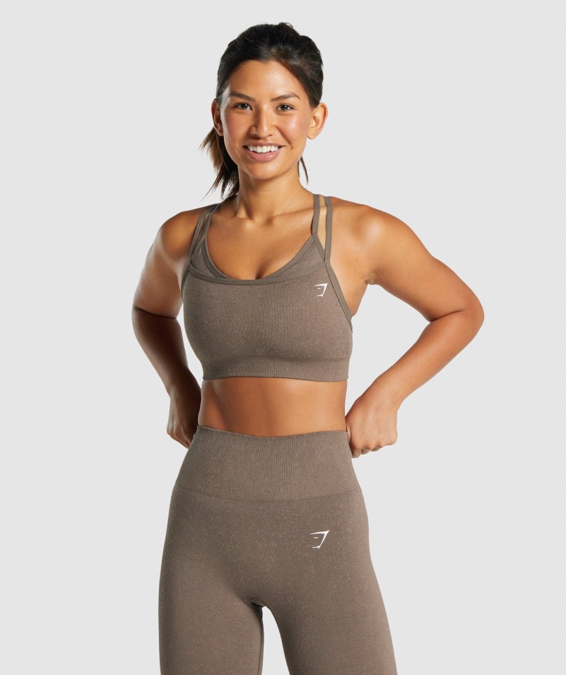 Gymshark Adapt Fleck Bezšvová športová Podprsenka Minerálno-hnedá