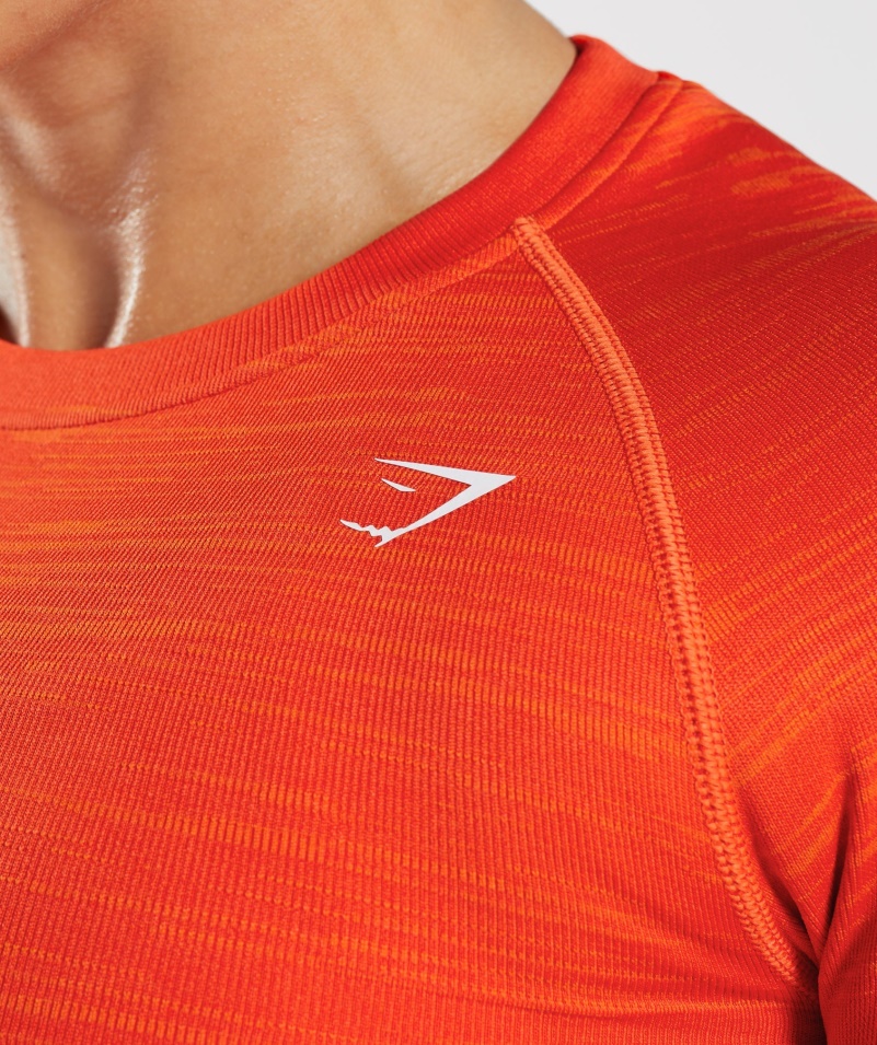 Gymshark Adapt Marl Bezšvový Crop Top S Dlhým Rukávom Vlt-paprika červeno-štipľavá Oranžová