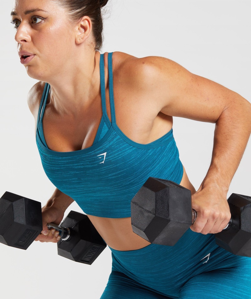Gymshark Adapt Marl Bezšvová športová Podprsenka Vlt-atlantic Blue-shark Blue